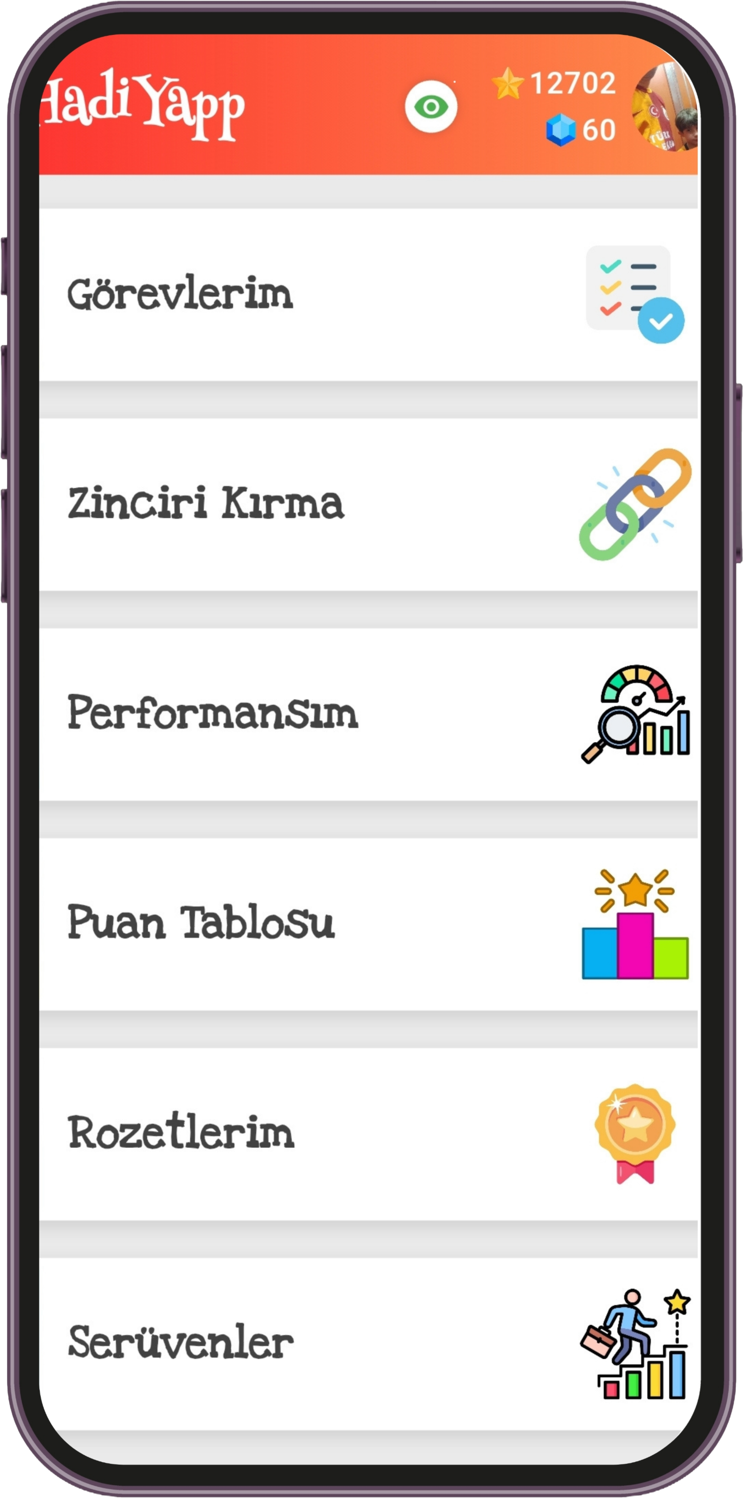 HadiYapp Ana Menü Ekran Görüntüsü